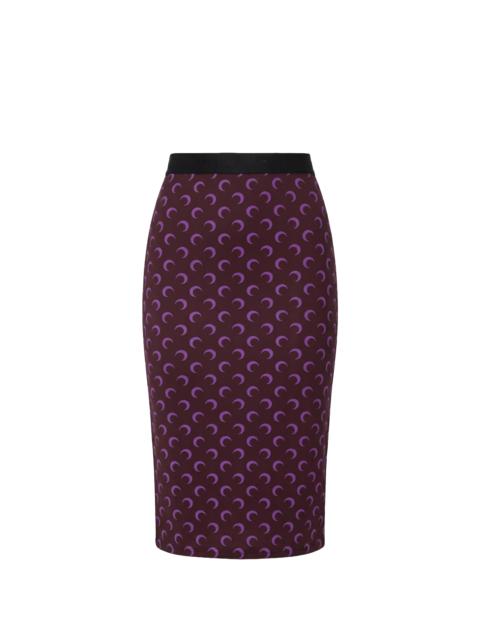 MOON PRINTED JERSEY KNEE LENGTH SKIRT