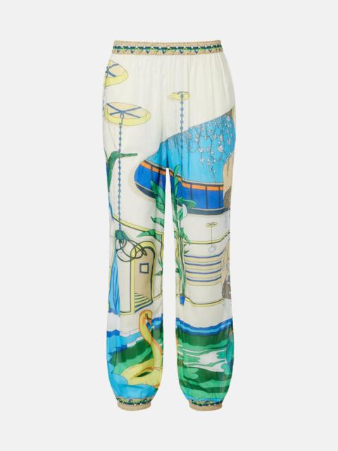 TORY BURCH Printed cotton tapered pants