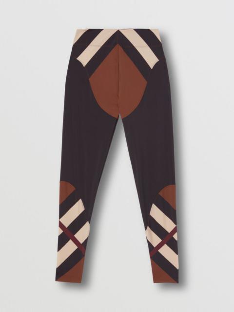 Chevron Check Print Stretch Jersey Leggings