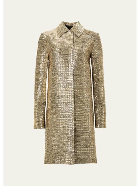 CAROLINA HERRERA Metallic Embellished Long Sleeve Coat