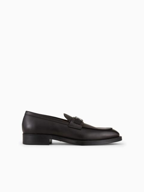 GIORGIO ARMANI Leather loafers with logo