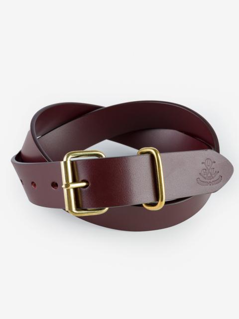 Iron Heart OGL-BELT-FULL-ROLL-BRN OGL Single Prong Brass Roller Buckle Leather Belt - Full Dyed Brown