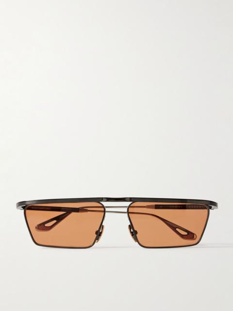 JACQUES MARIE MAGE Bogart Rectangular-Frame Metal Sunglasses Black