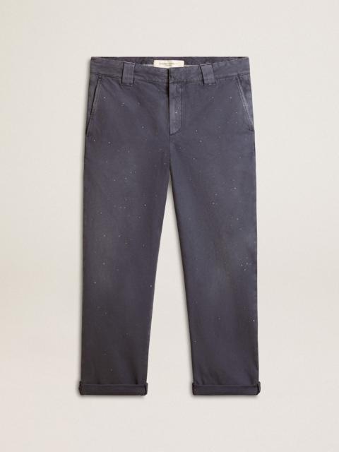Golden Goose Men's chinos in blue with a lived-in effect