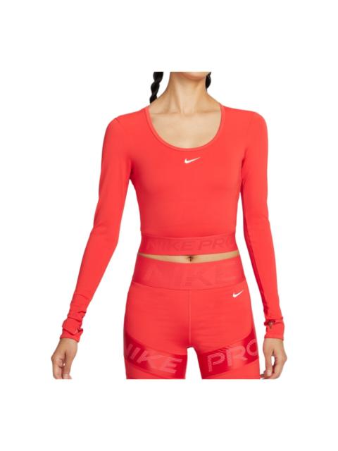 Nike (WMNS) Nike Pro Dri-Fit Cropped Long-Sleeve Top 'Light Crimson' HV9993-633