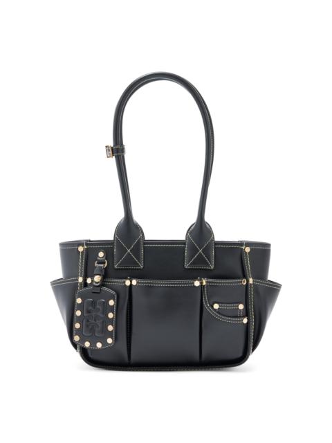 GANNI Women's Posy Small Croc-Embossed Shoulder Bag - Black