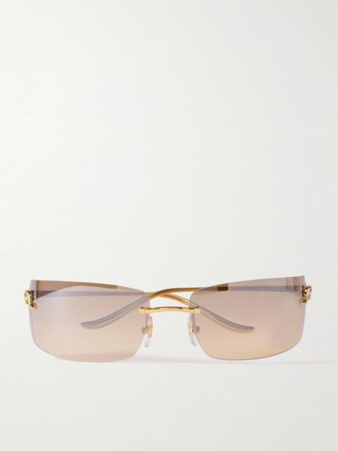 Cartier Panthère de Cartier rectangle-frame rimless gold-tone sunglasses Gold