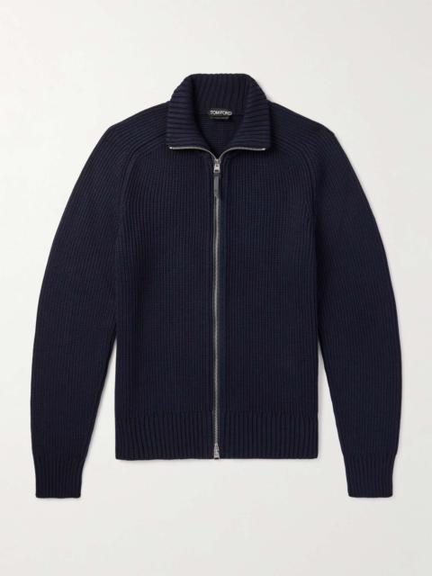 Slim-Fit Ribbed Silk and Merino Wool-Blend Cardigan