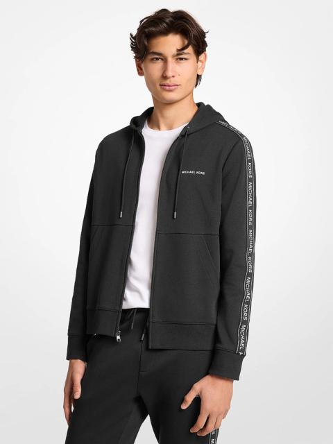 MICHAEL KORS Logo Tape Cotton Blend Zip-Up Hoodie