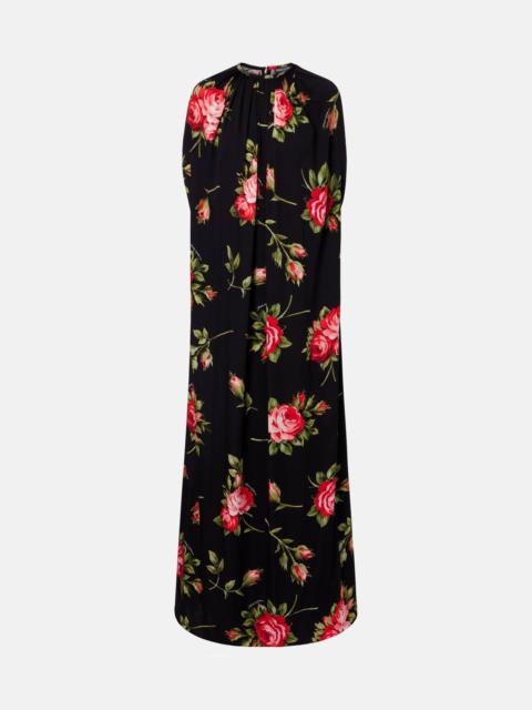 Dolce & Gabbana Floral caped silk-blend gown