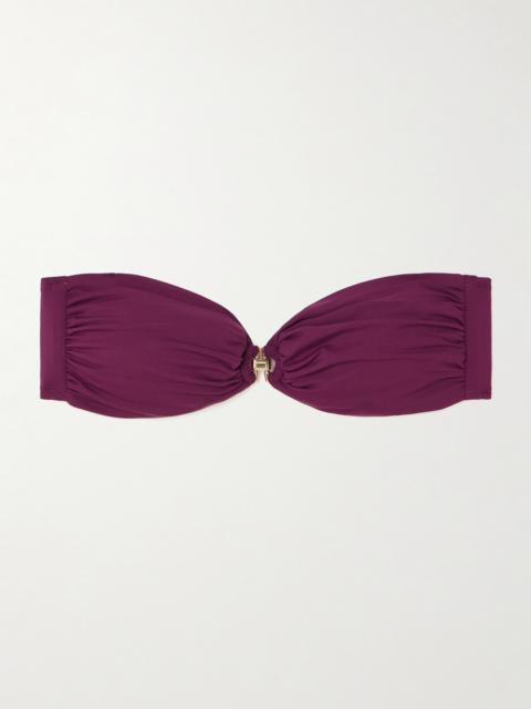 MELISSA ODABASH Istanbul Embellished Gathered Bandeau Bikini Top