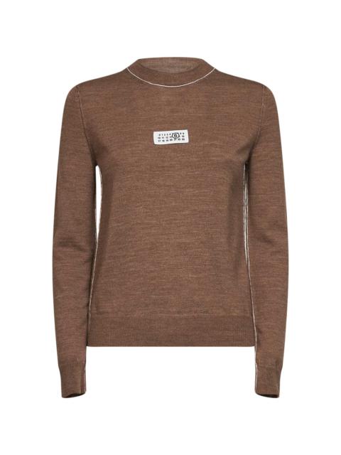 MM6 Maison Margiela Light brown wool blend sweater with contrasting trims