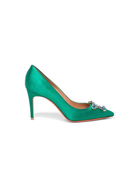 Santoni Women's green satin high-heel Santoni Sibille pump