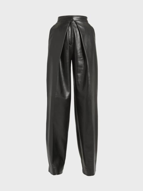 Alexander McQueen Pleated Leather Trousers