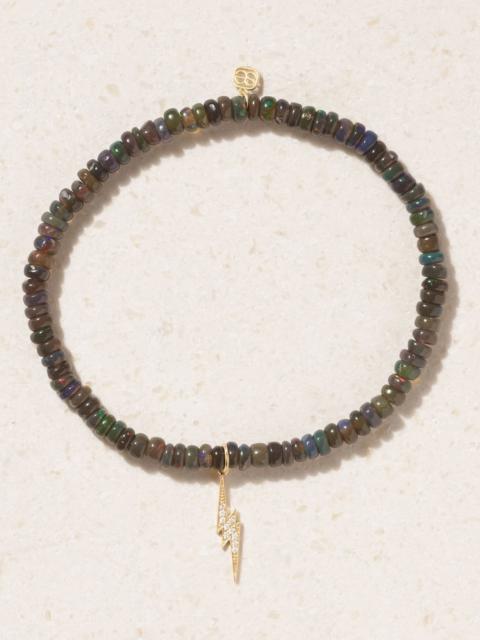 SYDNEY EVAN Small Lightning Bolt 14-karat gold, opal and diamond bracelet Gold