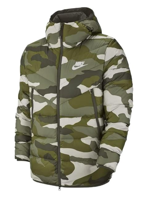 Nike camouflage-print hooded puffer jacket