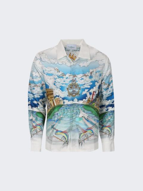 CASABLANCA Cuban Collar Long Sleeve Silk Shirt Le Vol Ideal