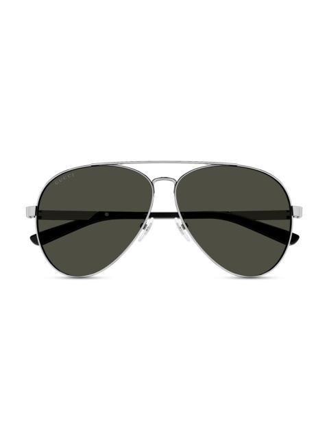 GUCCI Men's Archive Details 61MM Metal Pilot Sunglasses - Ruthenium