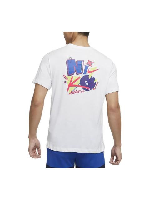 Nike Men's Nike Back Alphabet Logo Round Neck Short Sleeve White T-Shirt DM6260-100