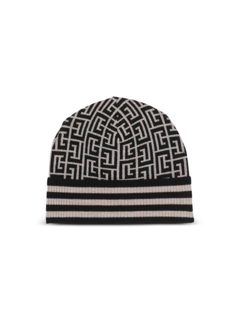 Balmain Monogrammed embroidered wool hat