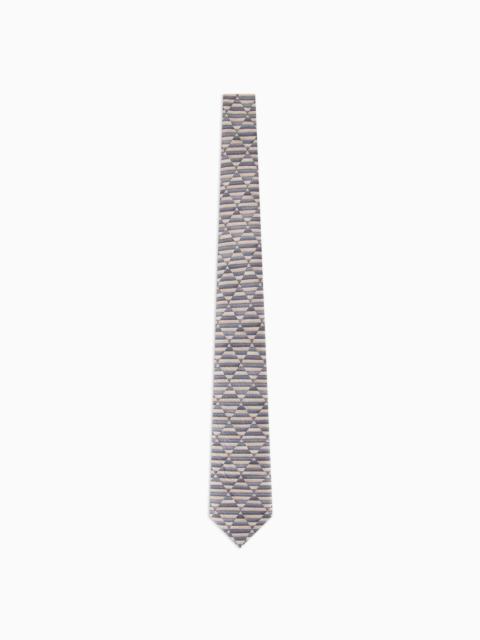 GIORGIO ARMANI Silk tie with geometric print