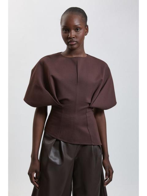 KAREN MILLEN Pleat Detail Ponte Keyhole Top