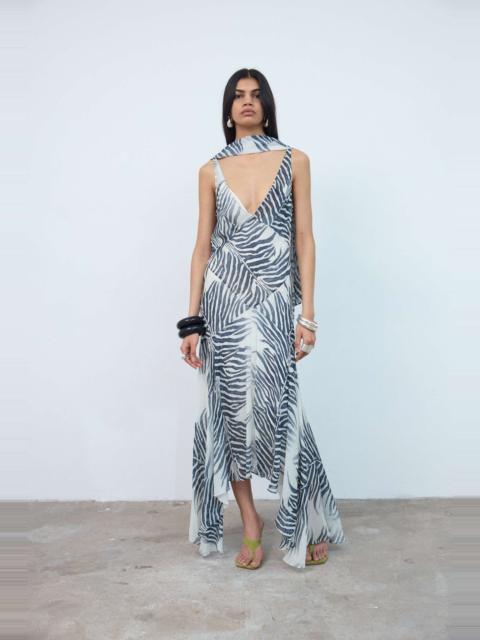 De La Vali MISTICA MIDI DRESS IN ZEBRA PRINT GEORGETTE
