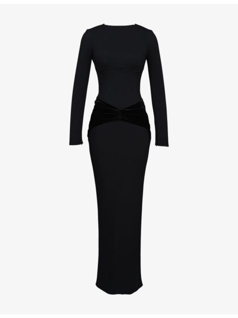 House of CB Athena Long-Sleeve Stretch-Woven Maxi Dress