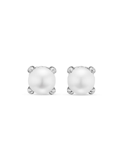 DAVID YURMAN Women's Pearl Classics Stud Earrings in Sterling Silver and Diamonds - Pearl