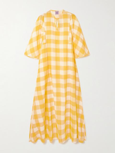 Thierry Colson Rachel Gingham Linen And Cotton-blend Maxi Dress