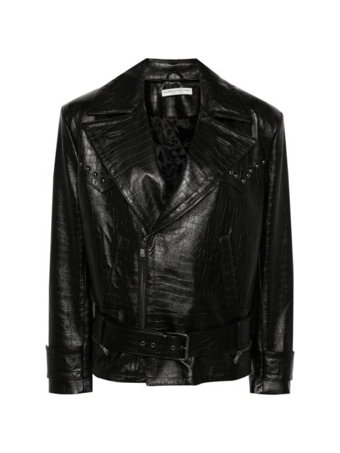 croc-embossed leather jacket