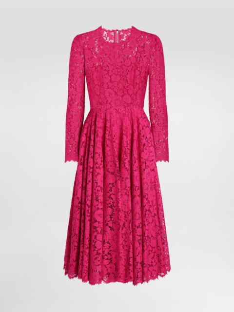Dolce & Gabbana Calf-length circle-skirt dress in cordonetto lace