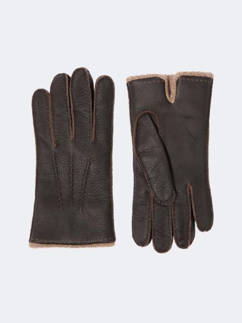 THOM SWEENEY Leather and cashmere gloves