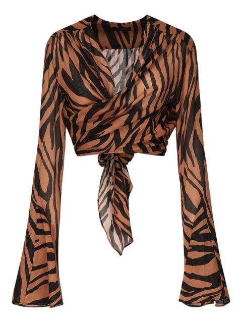 THE ANDAMANE zebra-print tie-front blouse