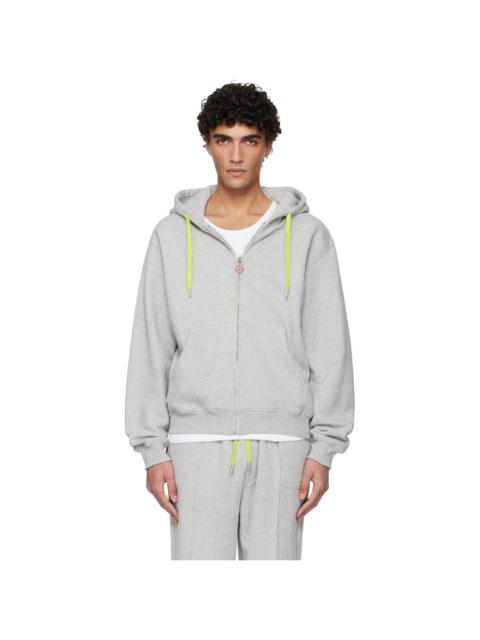 CASABLANCA Gray Cashmere Blend Zip‑Up Hoodie