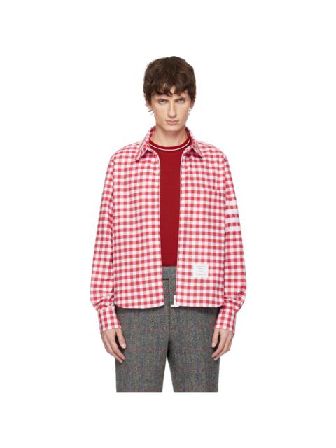 Thom Browne Red 4-Bar Gingham Check Flannel Shirt