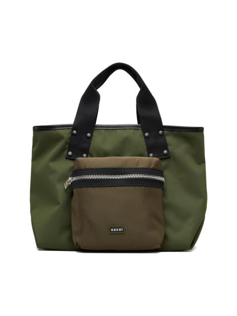 sacai Khaki Medium Pocket Tote