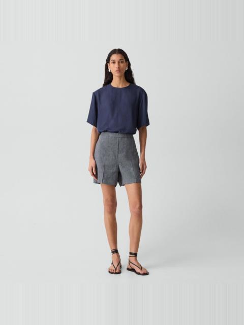 Theory Wide-Leg Pull-On Short in Fluid Linen
