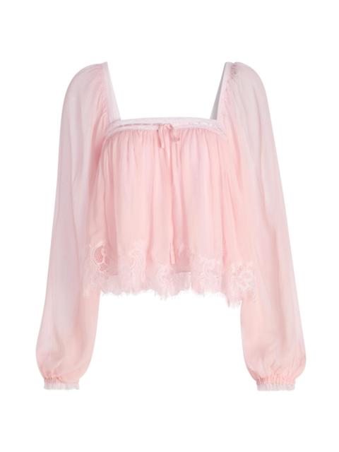 LoveShackFancy Women's Ebbie Silk Pleated Blouse - Potpourri Pink