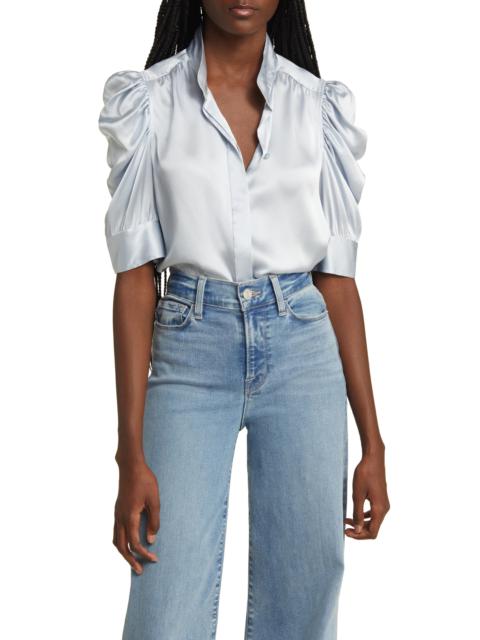 Gillian Three-Quarter Sleeve Silk Button-Up Shirt