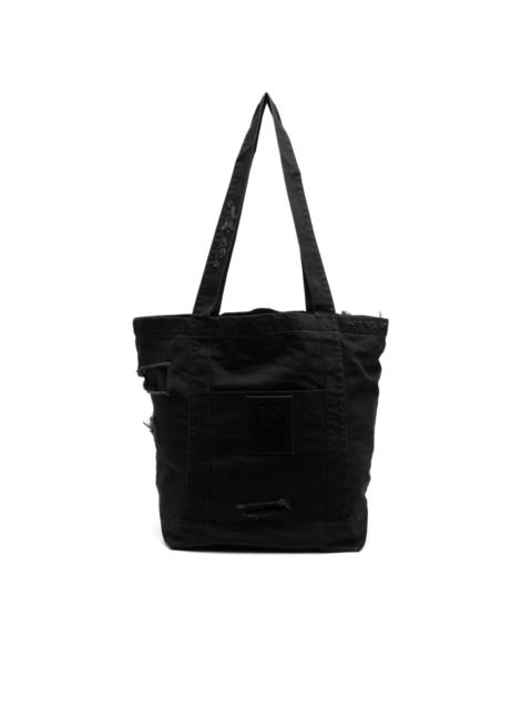 Raf Simons logo-patch distressed-effect tote