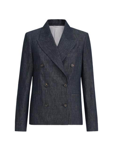 Brunello Cucinelli cotton denim-effect twill blazer with monili