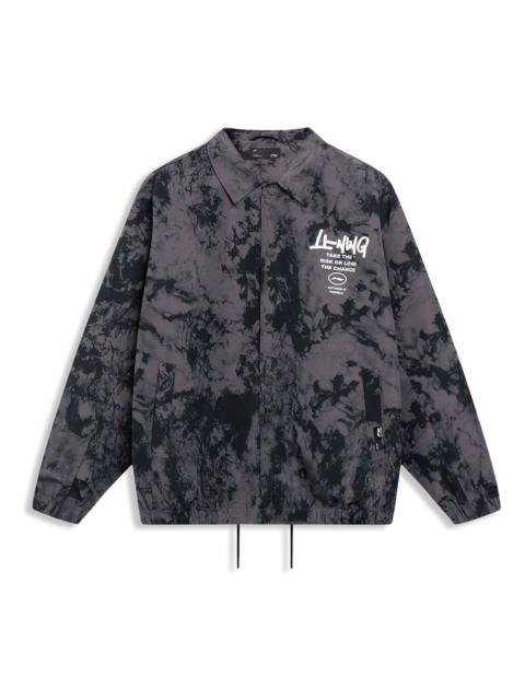 Li-Ning Li-Ning Graphic Tie-Dye Coach Jacket 'Grey Black' AJDT499-3