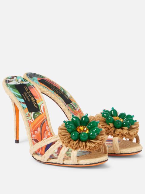 Dolce & Gabbana 90 embellished raffia mules