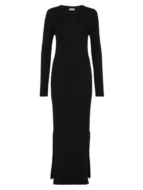 Brunello Cucinelli Women's Cotton Dazzling Cables Knit Dress - Black