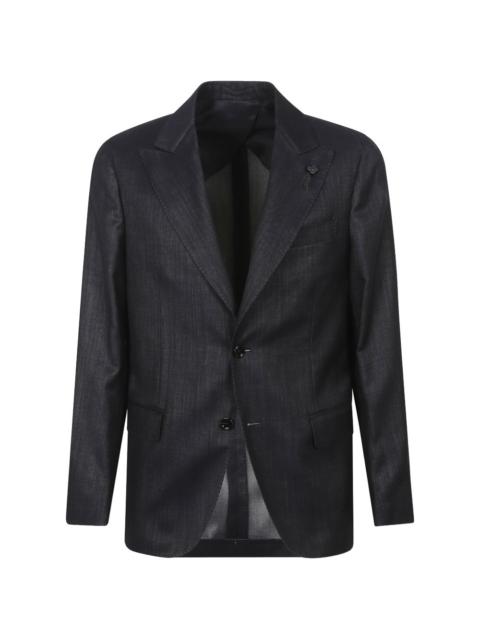 LARDINI peak-lapel denim blazer