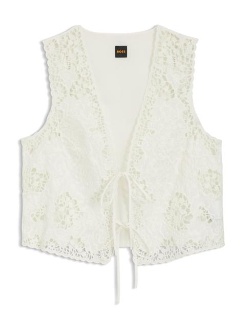 BOSS EMBROIDERED WAISTCOAT WITH TIE CLOSURE