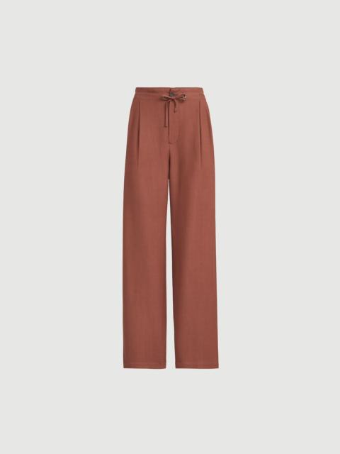 Brunello Cucinelli Viscose and linen fluid twill tailored track trousers