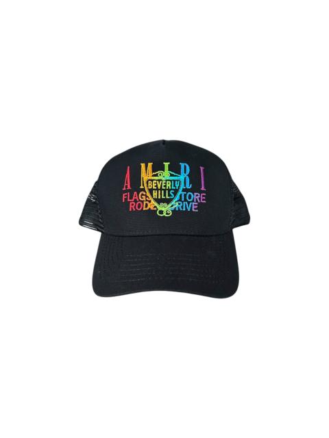 AMIRI Rainbow Beverly Hills Logo Trucker Hat "Black" MAH020 082