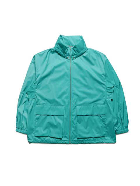 AURALEE Hard Twist Polyester Satin Laminate Zip Blouson Turquoise Blue
